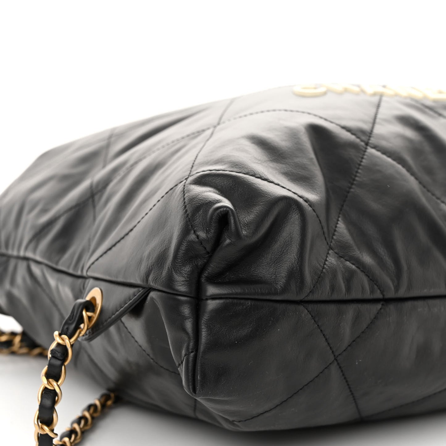 Shiny Calfskin Quilted 22 Backpack Black