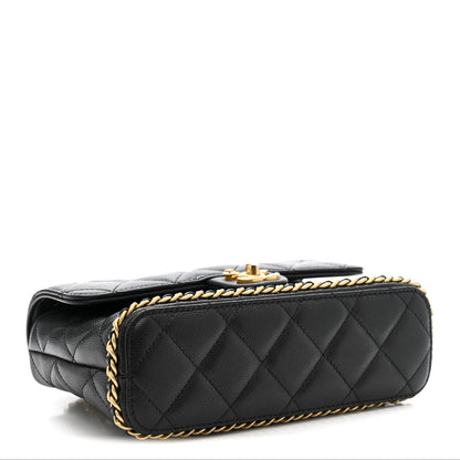 Chanel Caviar Quilted Camellia Chain Around Flap Black 4 of 10