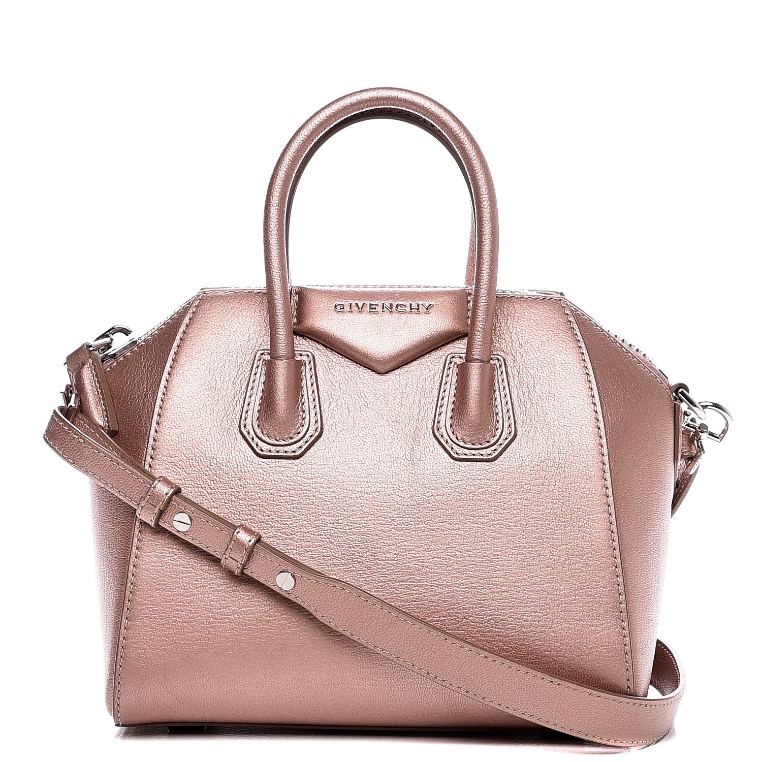 Givenchy Metallic Sugar Goatskin Mini Antigona Light Pink 1 of 7