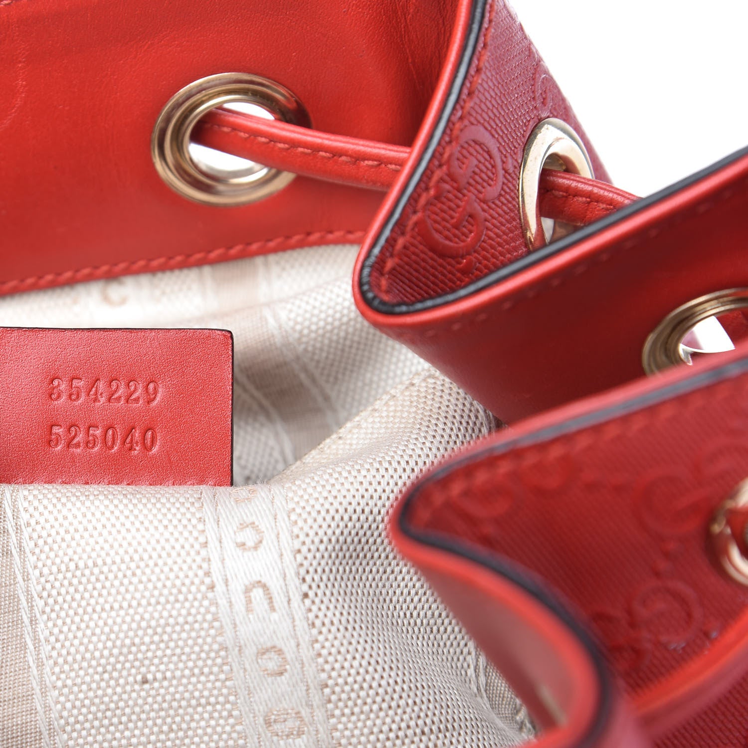 Gucci HIlary Lux GG Monogram Embossed Studded Small Bucket Bag Tobasco 9 of 10