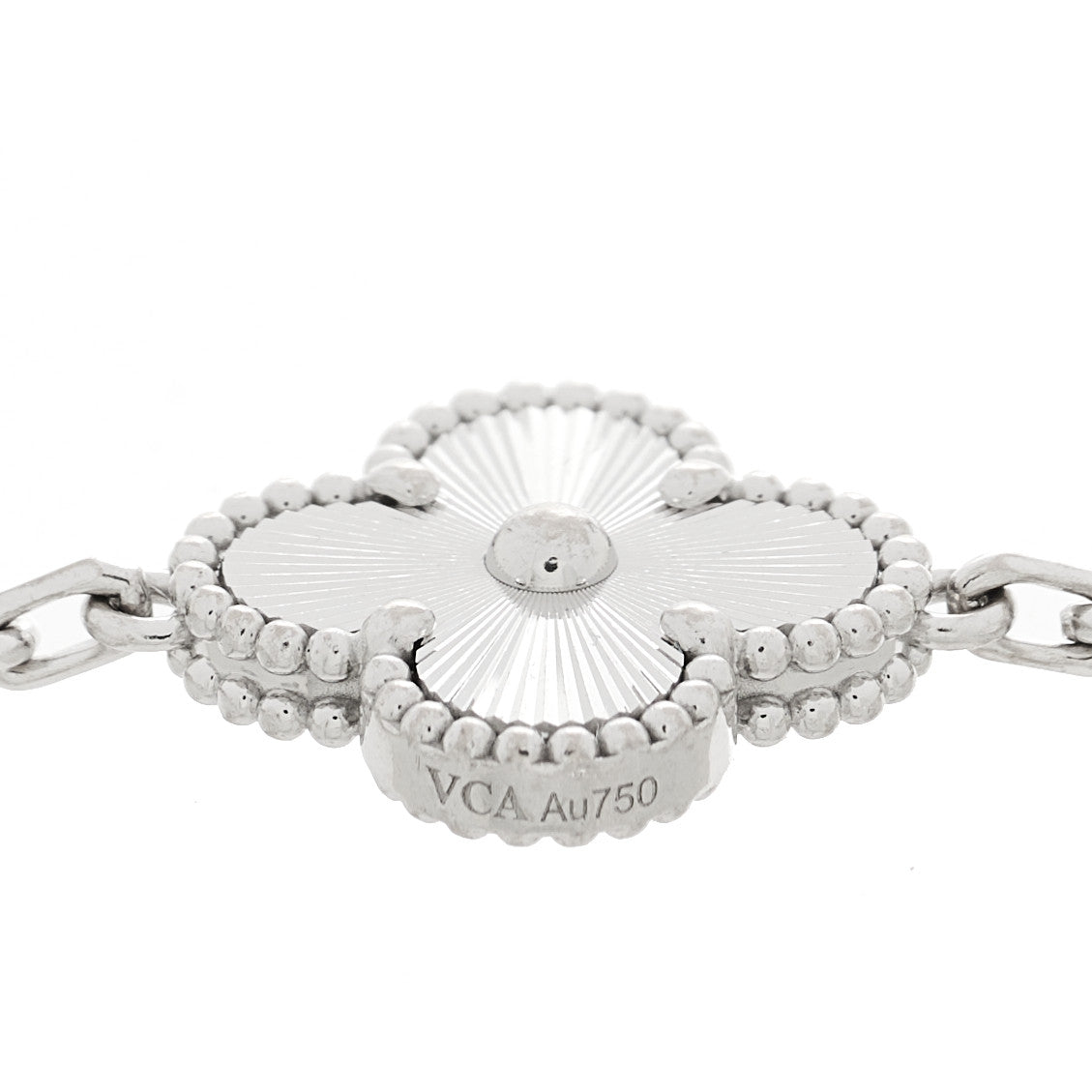 Van Cleef & Arpels 18K White Gold 5 Motifs Guilloche Vintage Alhambra Bracelet 4 of 5