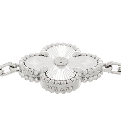 Van Cleef & Arpels 18K White Gold 5 Motifs Guilloche Vintage Alhambra Bracelet 4 of 5