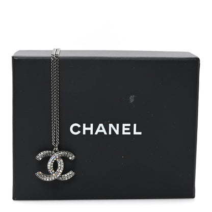 Chanel Baguette Crystal Large CC Pendant Necklace Silver 5 of 5
