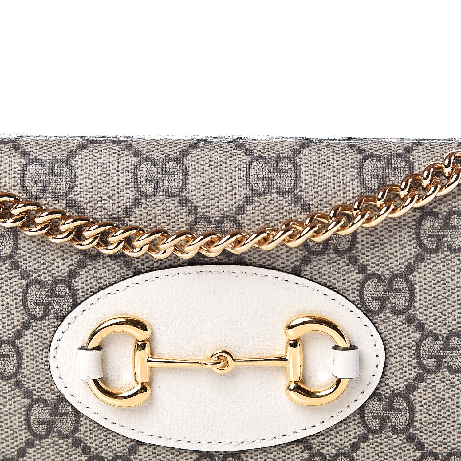 Gucci GG Supreme Monogram Azalea Calfskin Horsebit 1955 Wallet On Chain Beige Ebony Mystic White 9 of 10