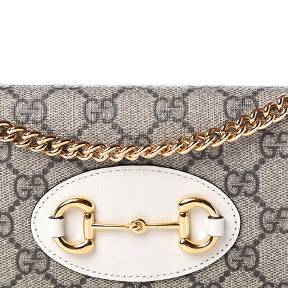 Gucci GG Supreme Monogram Azalea Calfskin Horsebit 1955 Wallet On Chain Beige Ebony Mystic White 9 of 10