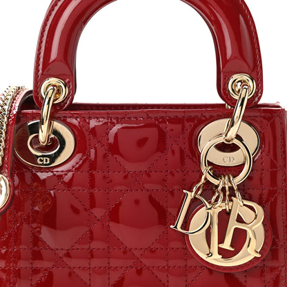 Christian Dior Patent Cannage Mini Lady Dior Red 8 of 11