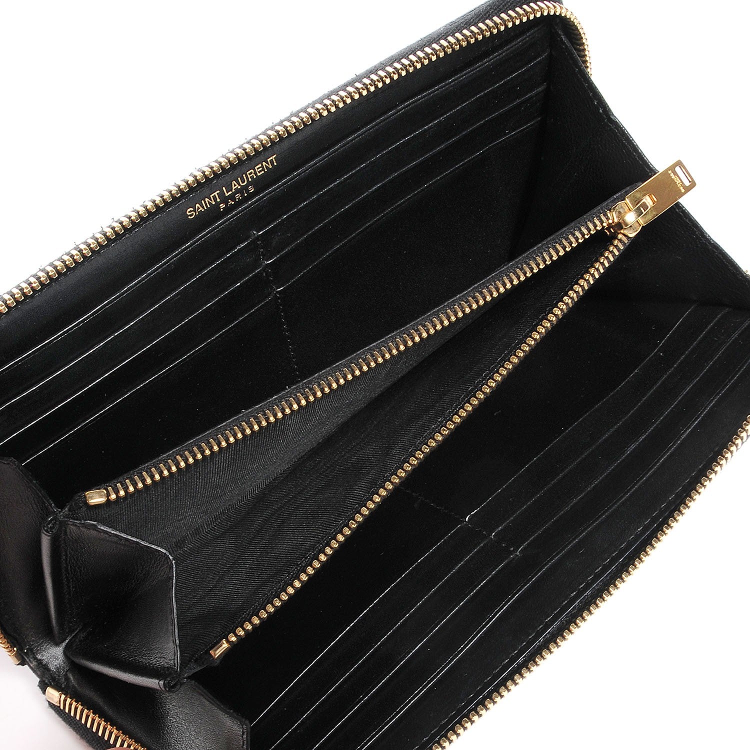 Saint Laurent Patent Grain De Poudre Classic Letters Zip Around Wallet Black 6 of 8