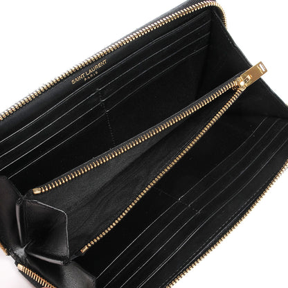 Saint Laurent Patent Grain De Poudre Classic Letters Zip Around Wallet Black 6 of 8