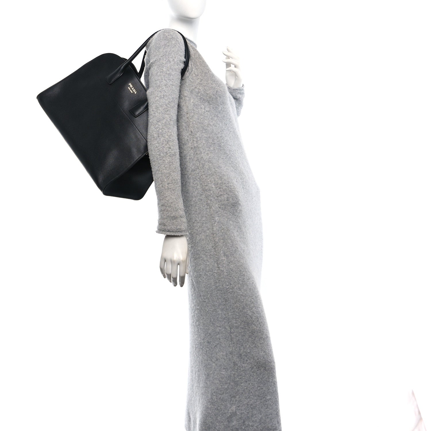 Prada Soft Grain Calfskin Large Tote Bag Black 2 of 9