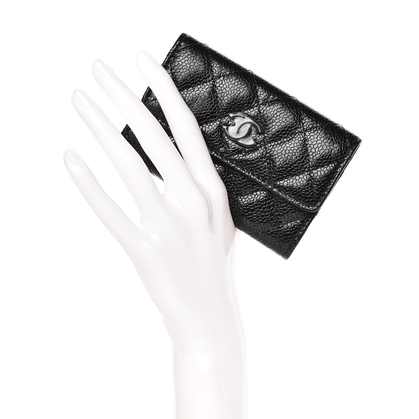 Caviar Quilted Flap Card Holder So Black