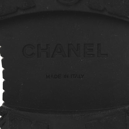Chanel Calfskin Grosgrain Quilted Lace Up Boots 35 Black Grey 8 of 9