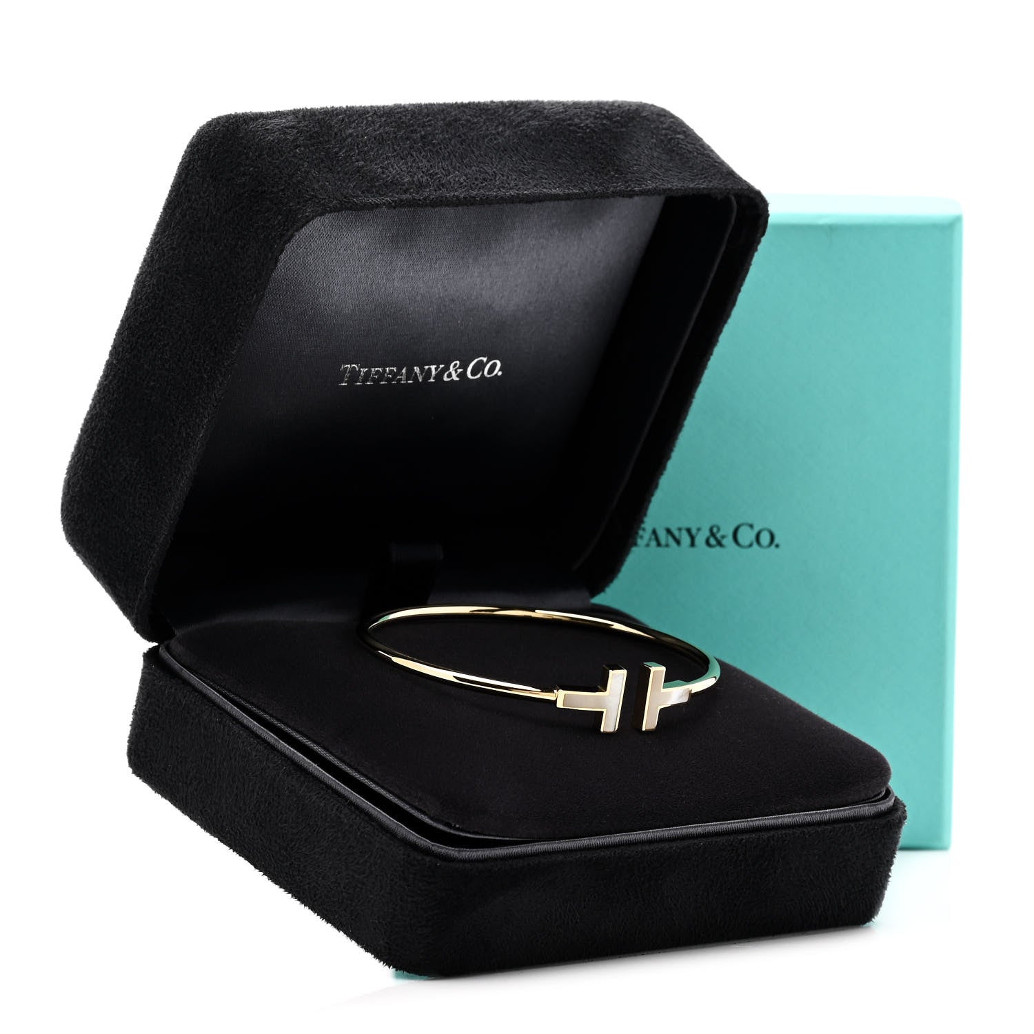 Tiffany 18K Yellow Gold Mother of Pearl T Wire Bracelet 4 of 4