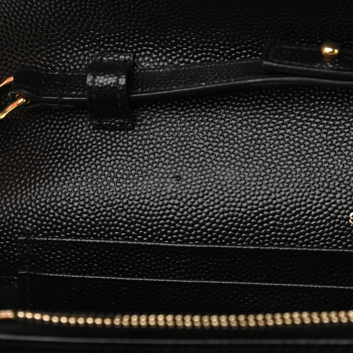 Saint Laurent Grain De Poudre Matelasse Chevron Monogram Chain Wallet Black 9 of 10
