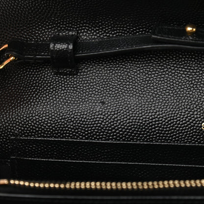 Saint Laurent Grain De Poudre Matelasse Chevron Monogram Chain Wallet Black 9 of 10