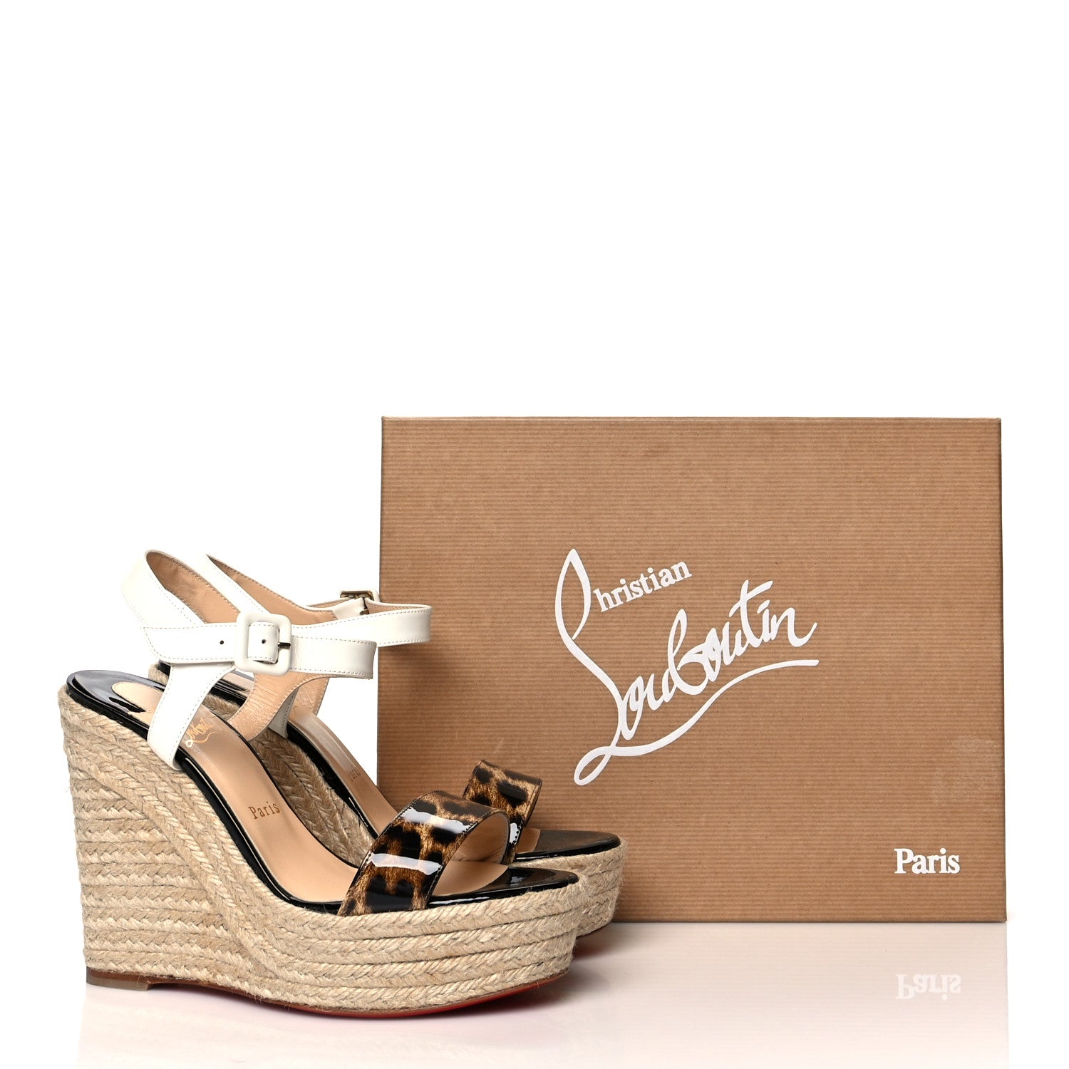 Christian Louboutin Patent Leopard Print Spachica 120 Wedge Sandals 38 Version Brown 8 of 8