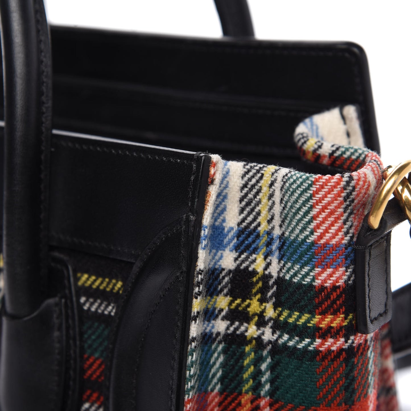 Tartan Calfskin Nano Luggage Red Black