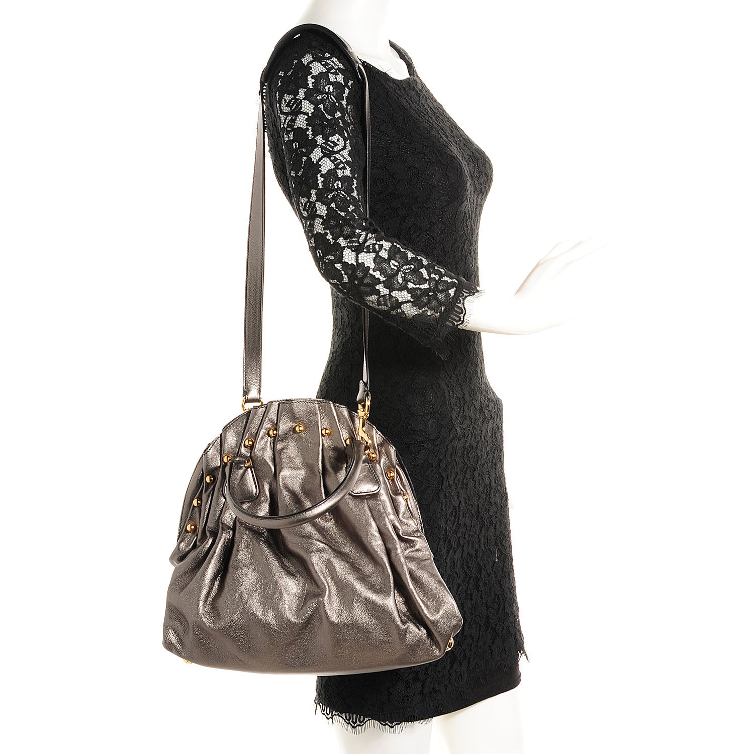 Valentino Garavani Calfskin Vanite Studded Dome Bag Metallic Copper 2 of 8