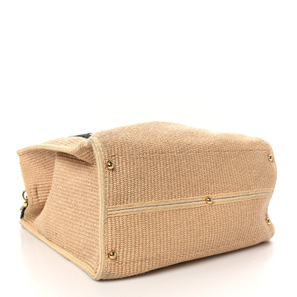 Fendi Straw Vitello King Plexiglass Woven Large Fendi Sunshine Shopper Tote Natural Black 4 of 10