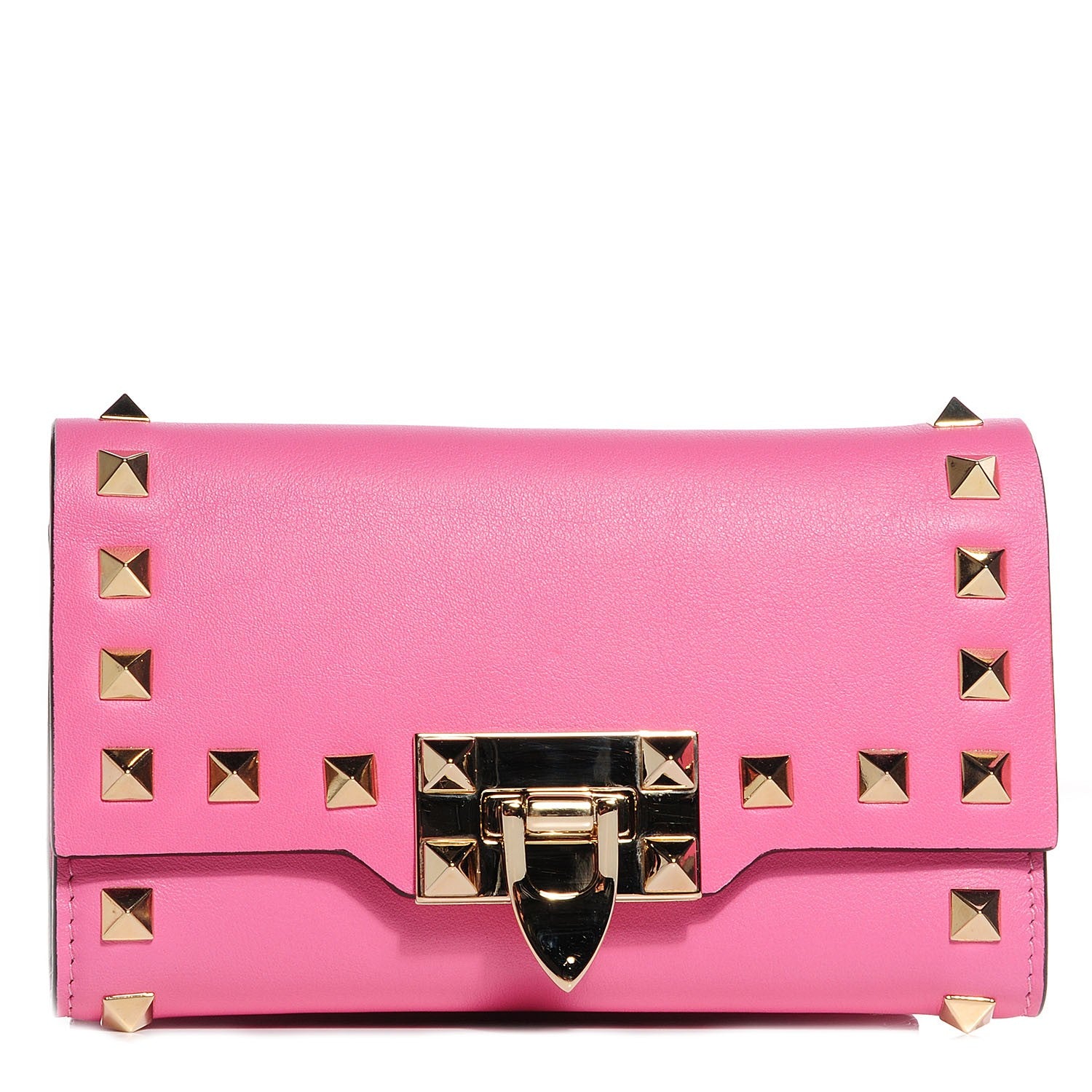 Valentino Garavani Calfskin Rockstud Flip Lock Wristlet Wallet Ninphea 1 of 9