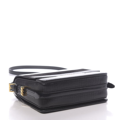 Burberry Calfskin Lizard Embossed Two Tone Small Grace Bag Black 4 of 9