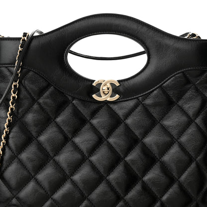 Chanel Shiny Lambskin Quilted Small 31 Shopping Bag Black 8 of 10