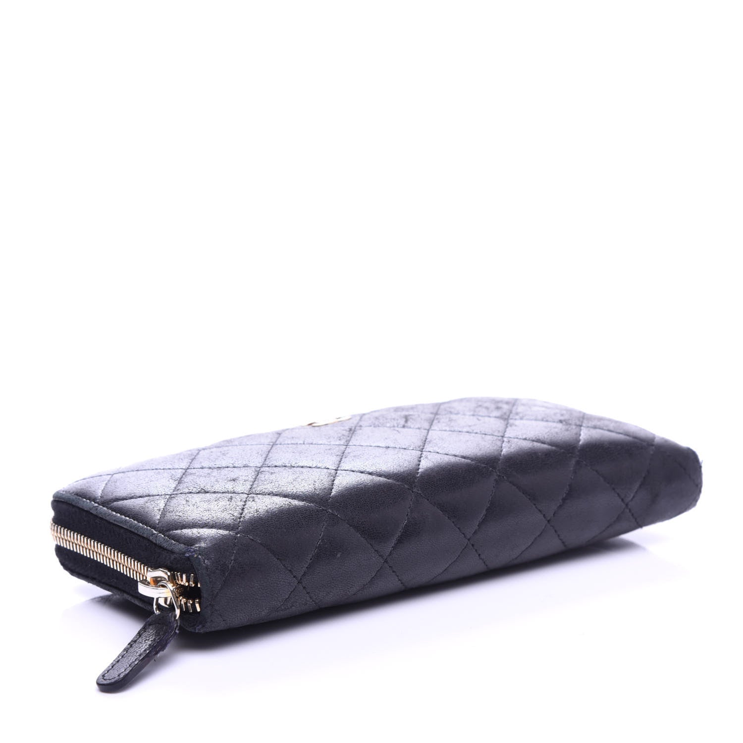 Chanel Lambskin Quilted Large Gusset Zip Around Wallet Black 4 of 12