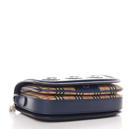 Burberry Smooth Calfskin 1983 Knight Check Grommet Chain Shoulder Bag Ink Blue 4 of 12