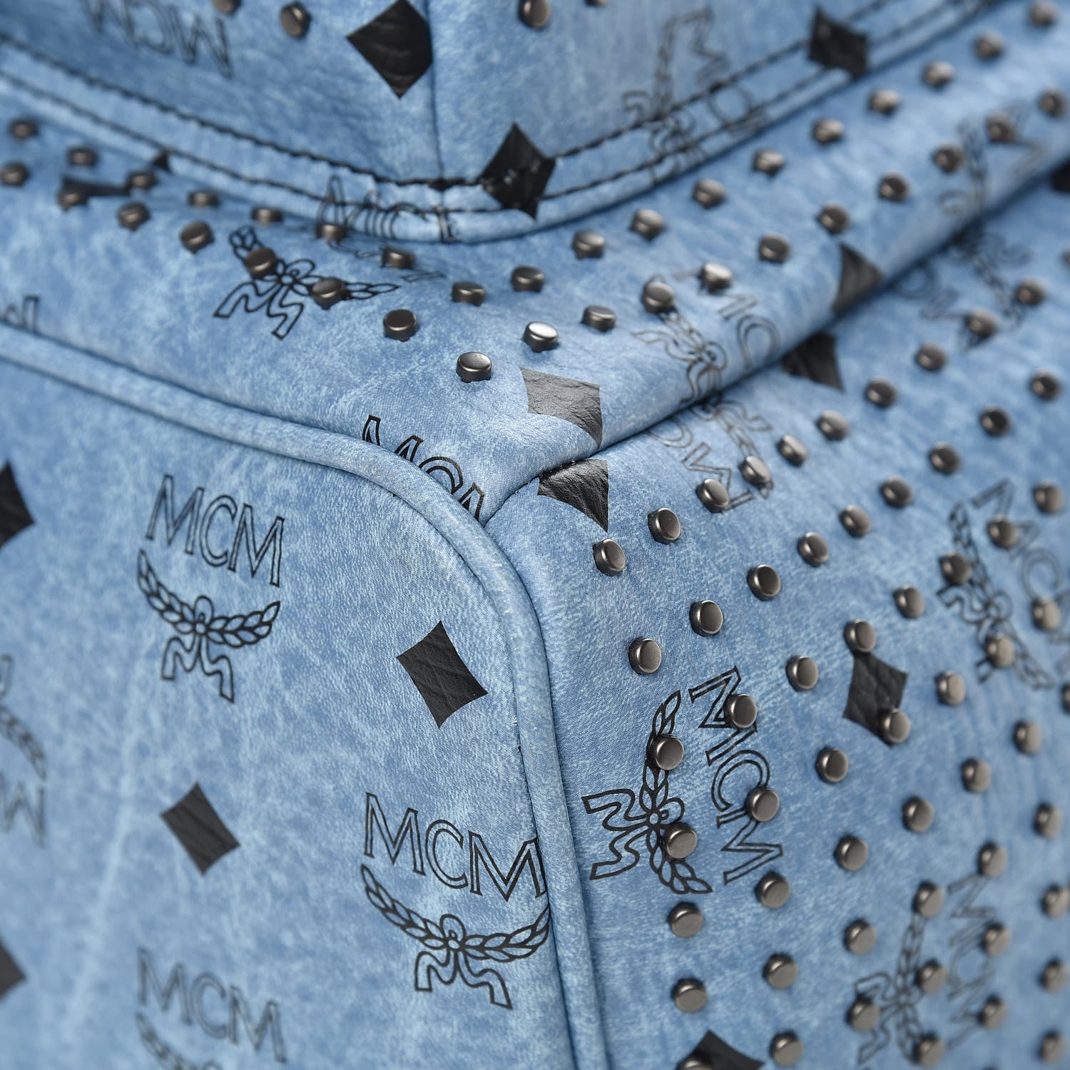 MCM Visetos Studded Medium Backpack Blue 9 of 15