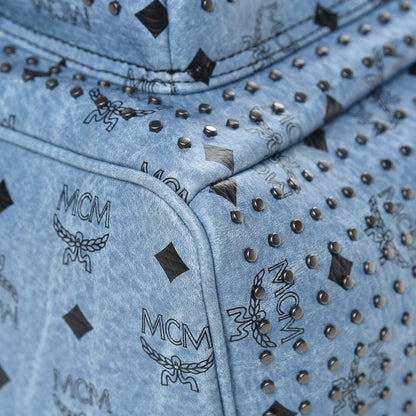 MCM Visetos Studded Medium Backpack Blue 9 of 15