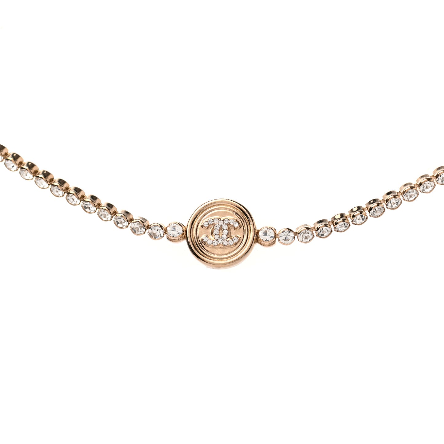 Crystal CC Chain Short Necklace Gold