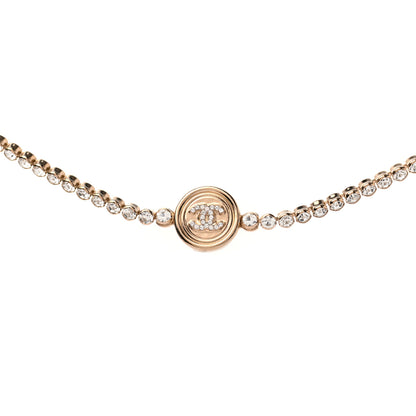 Chanel Crystal CC Chain Short Necklace Gold 1 of 5