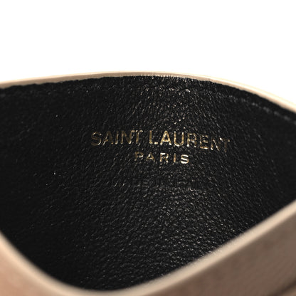 Saint Laurent Grain De Poudre Matelasse Chevron Monogram Credit Card Case Sea Salt 6 of 9