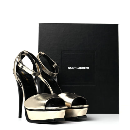 Saint Laurent Calfskin Tribute 105 Open Toe Platform Sandals 38.5 Gold 9 of 9