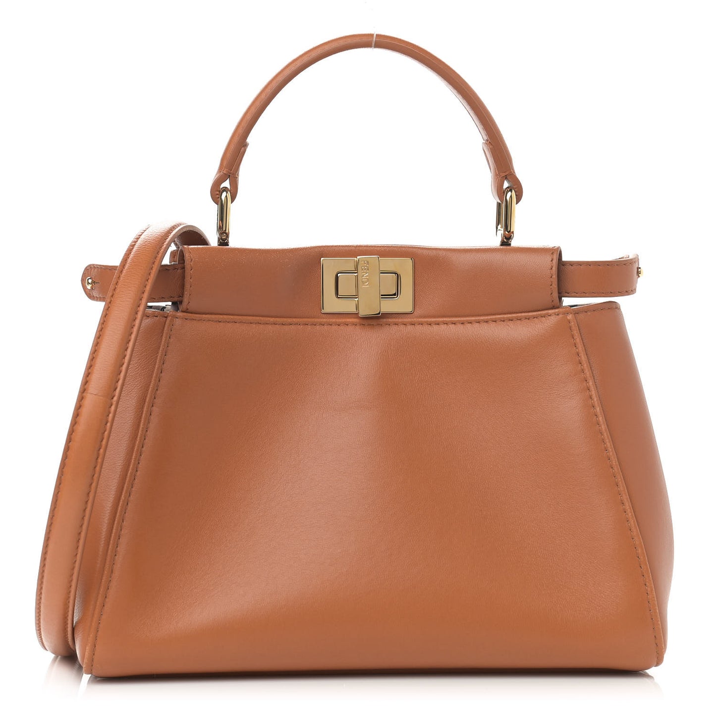 Nappa Vitello Century Gingham Embossed Mini Peekaboo Iconic Satchel Brandy White Black