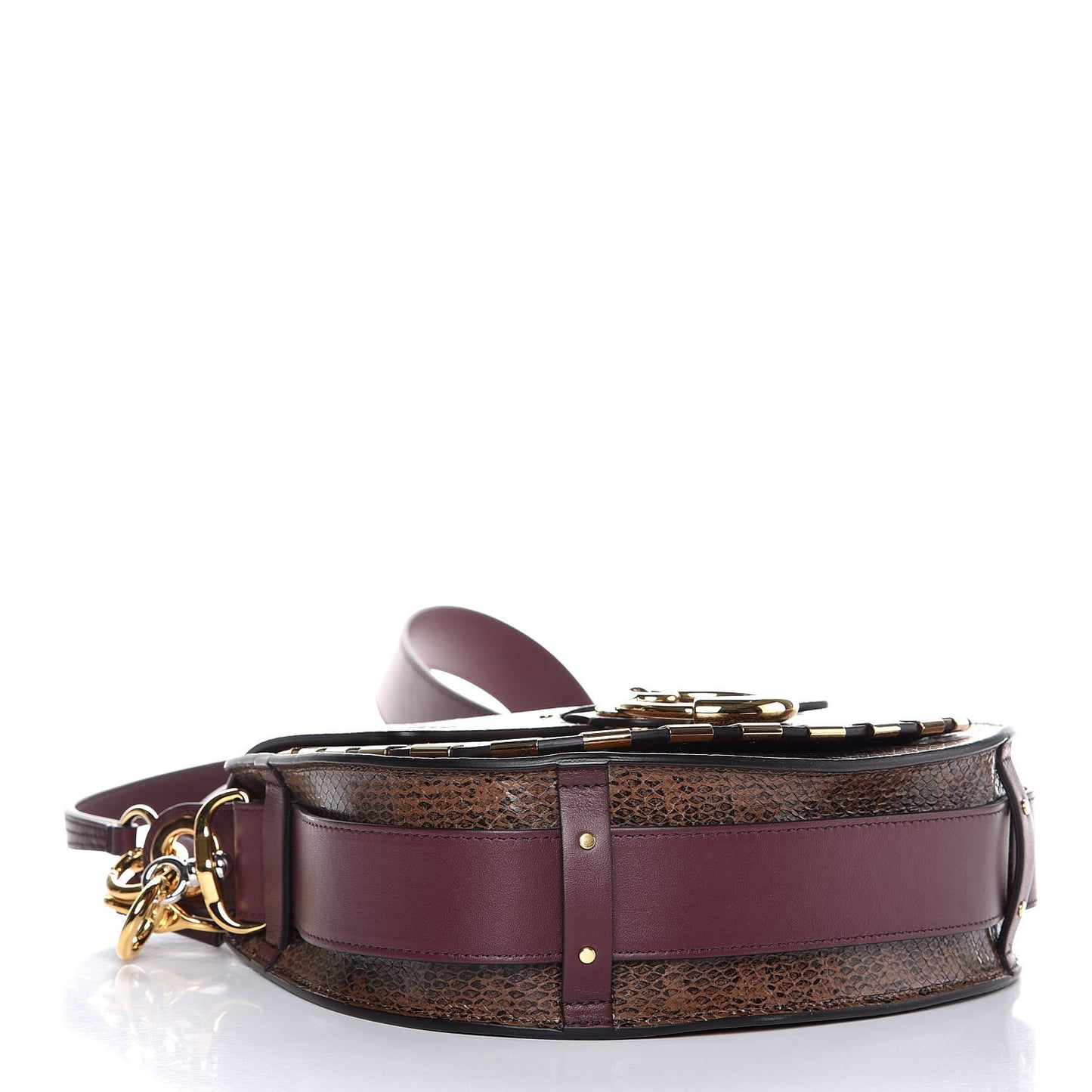Calfskin Watersnake Embossed Large Tess Bag Coconut Brown