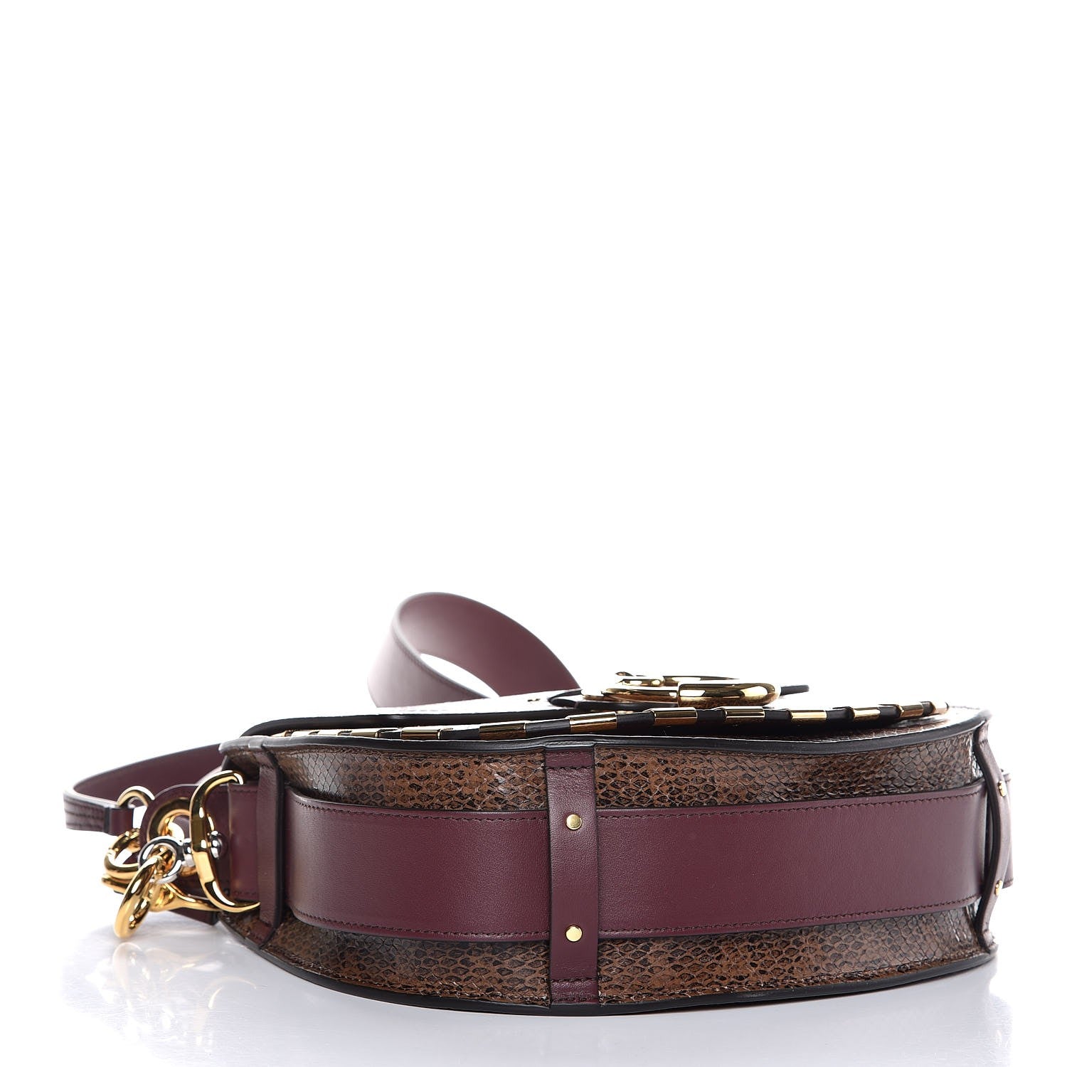 Chloe Calfskin Watersnake Embossed Large Tess Bag Coconut Brown 4 of 7