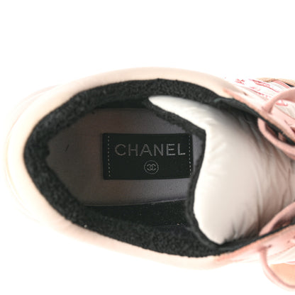 Chanel Nylon Lambskin Suede Calfskin CC Sneakers 41 Pink 7 of 12