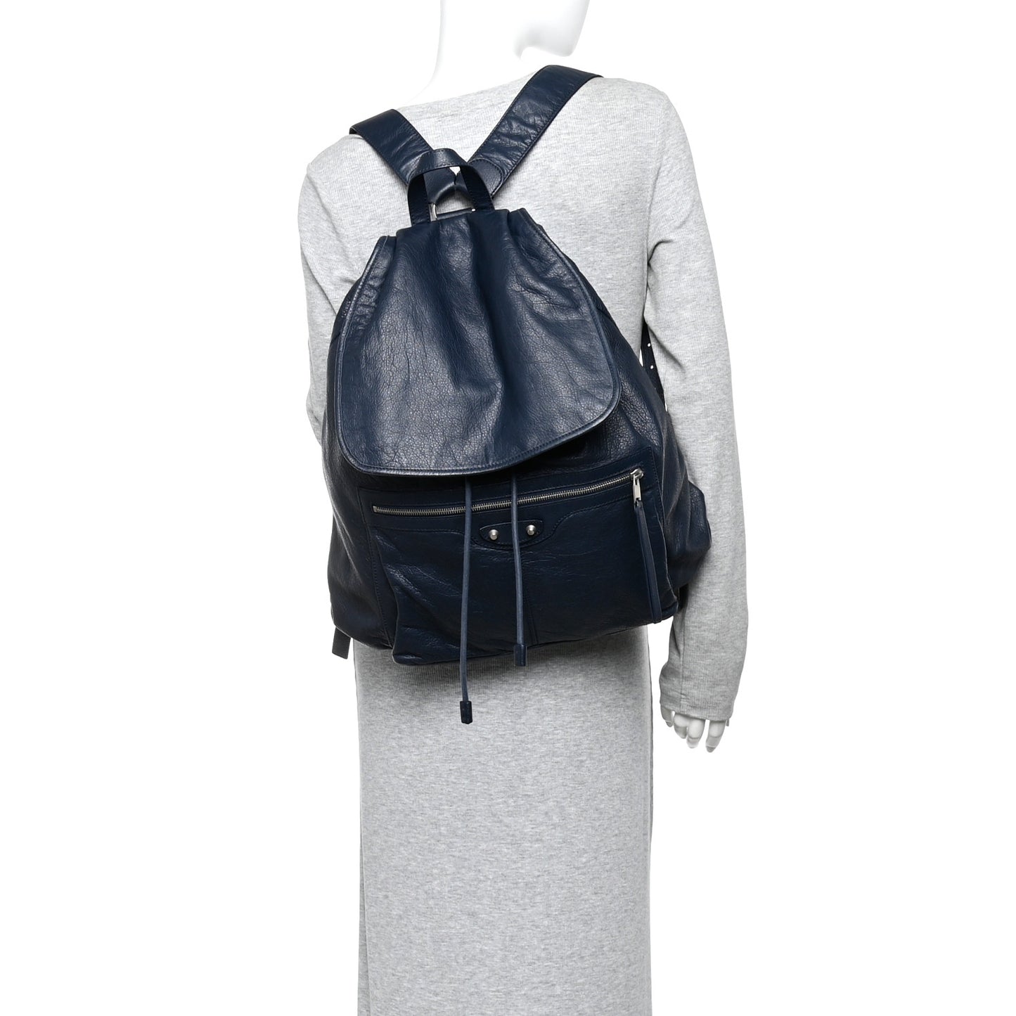 balenciaga navy leather backpack Balenciaga Agneau Giant 12 Silver Hardware S Traveler Backpack Bleu Obscur 1862037 – FASHIONPHILE