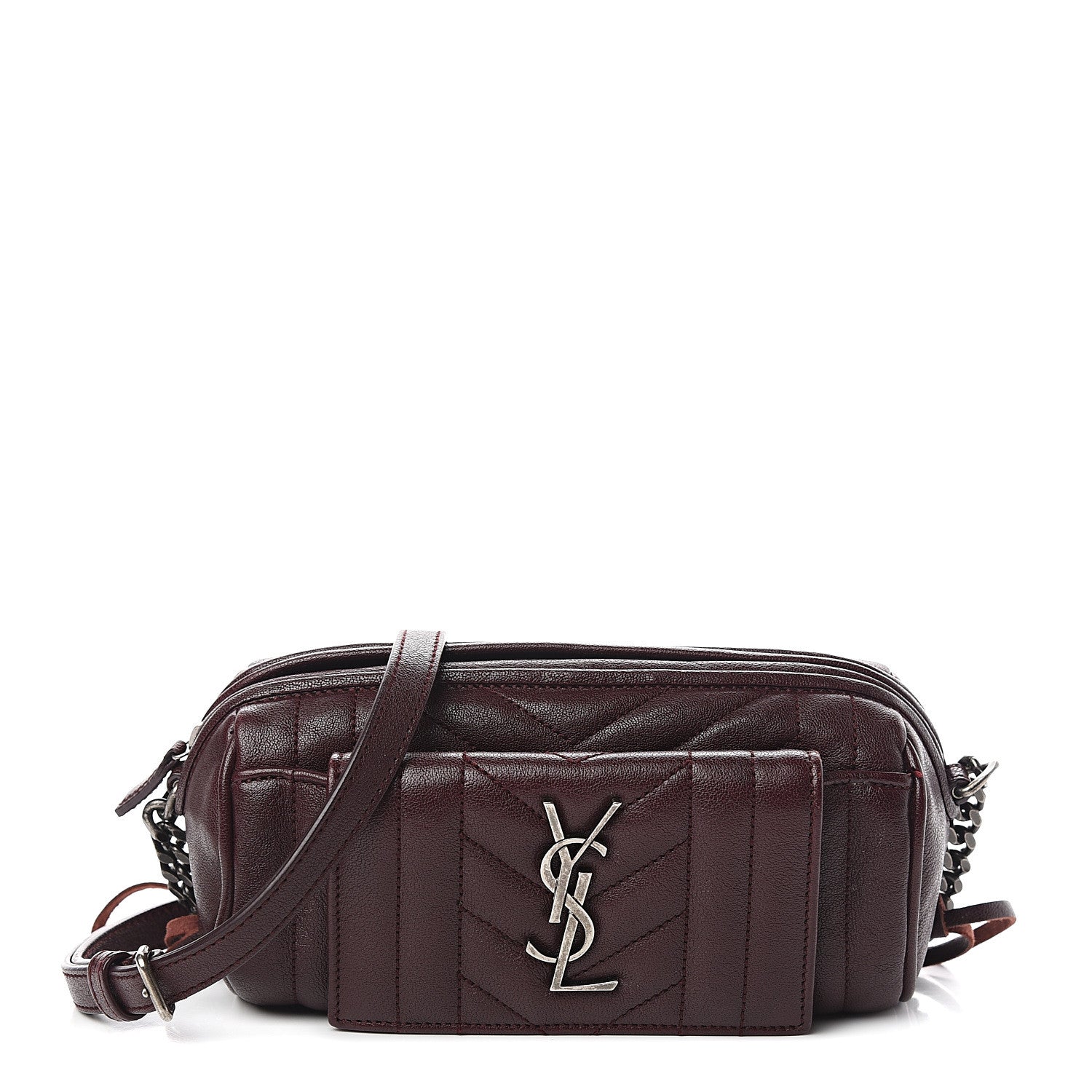 Saint Laurent Lambskin Matelasse Monogram East West Rider Bag Bordeaux 1 of 9