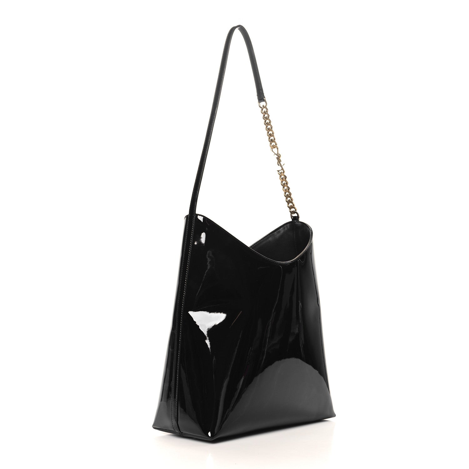 Saint Laurent Patent Calfskin Rendez-Vous Hobo Black 4 of 11