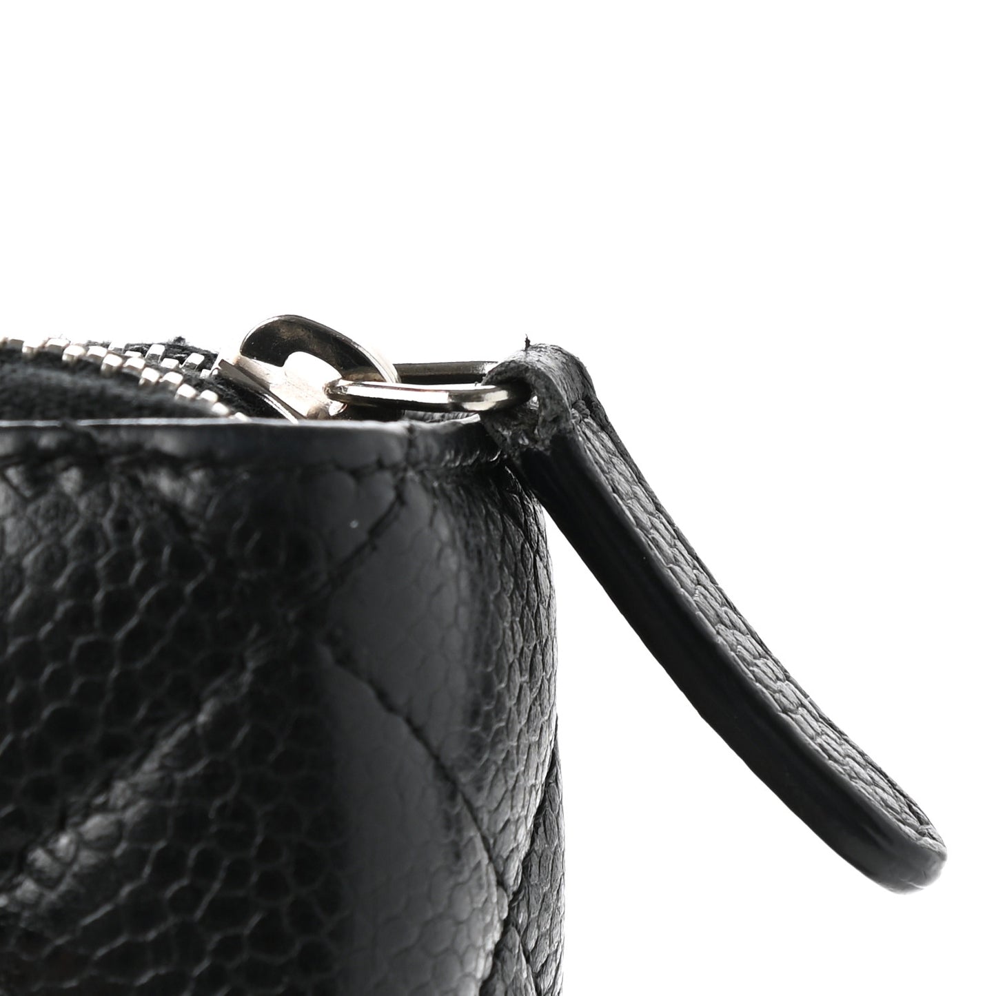 Caviar Quilted Triple Zip Wallet Black
