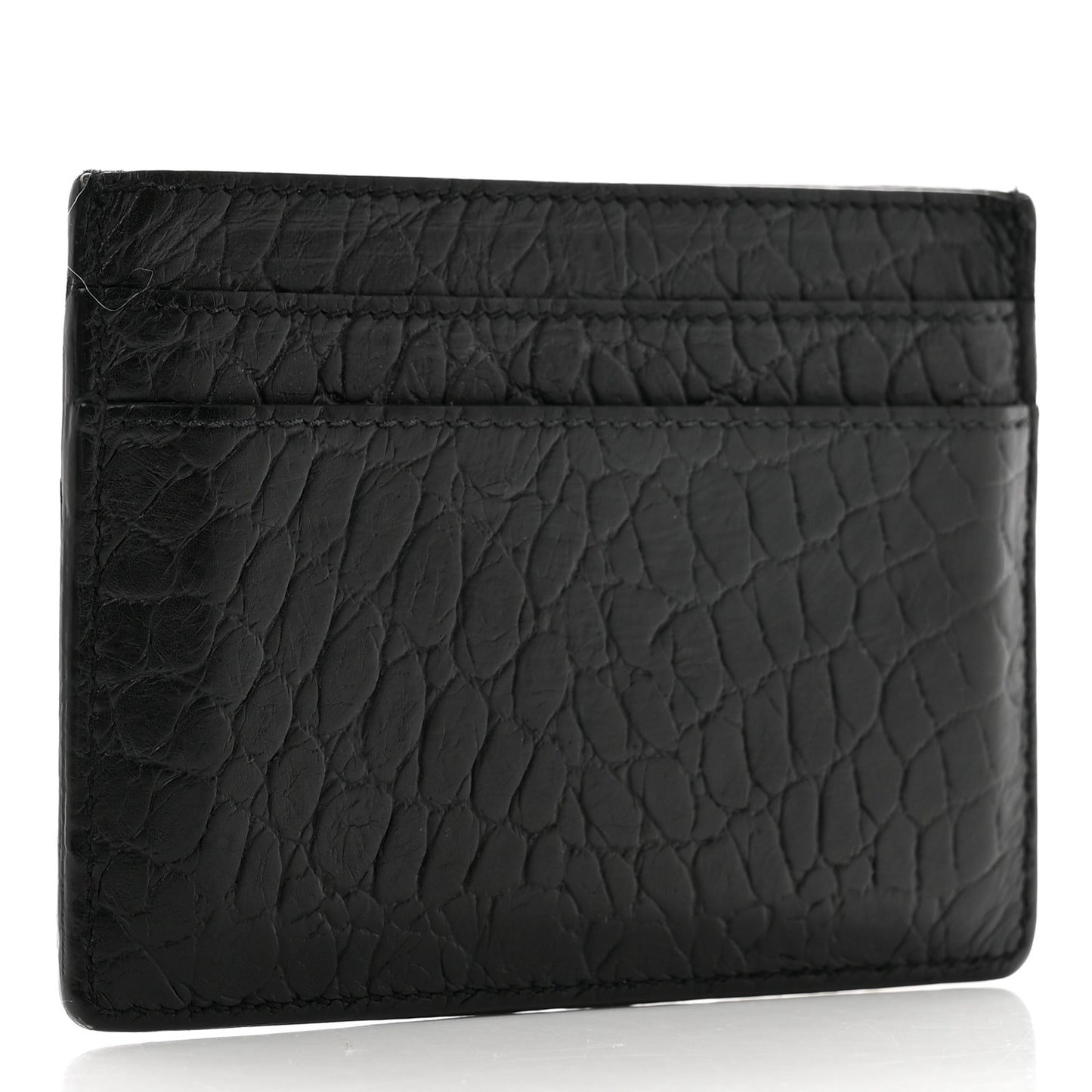 Calfskin Crocodile Embossed Monogram Credit Card Case Black