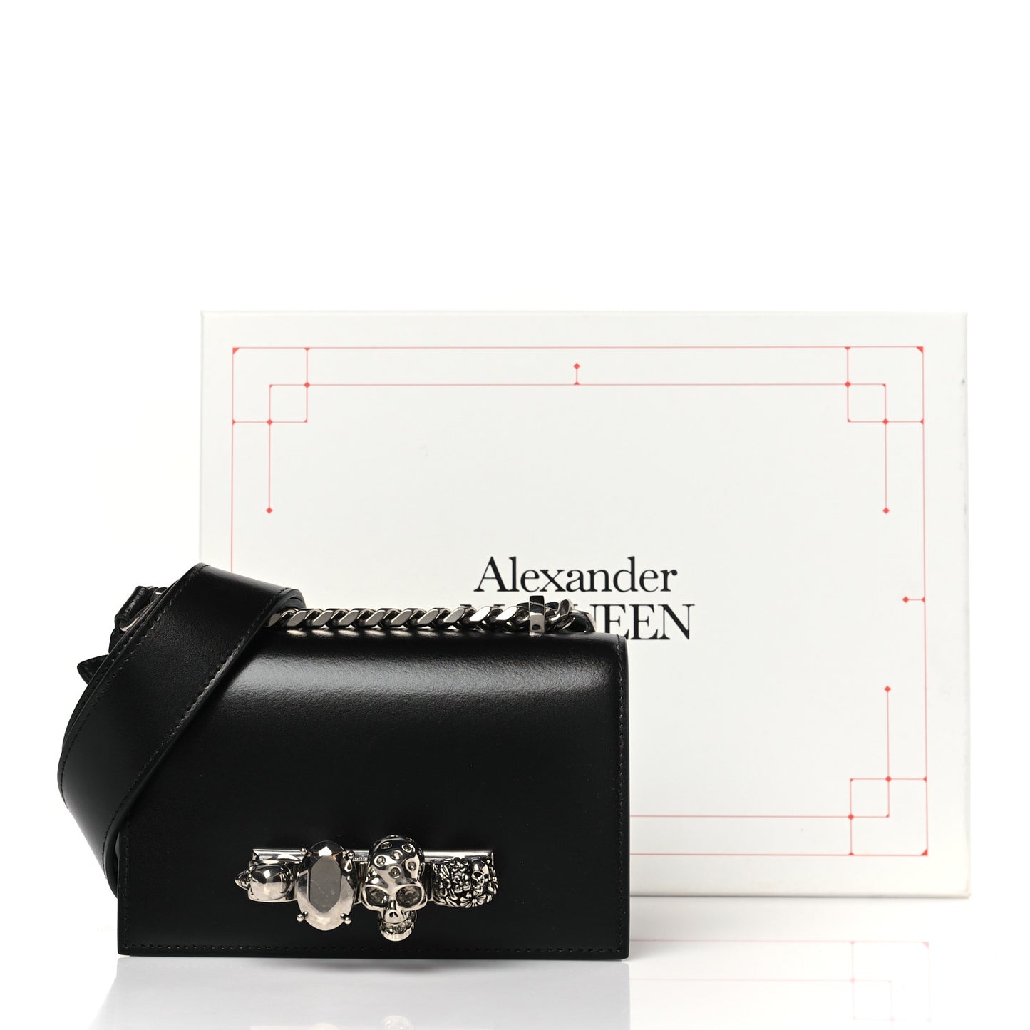 Calfskin Jeweled Mini The Biker Knuckle Satchel Black