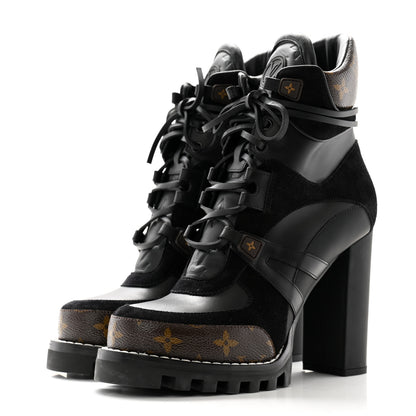 Louis Vuitton Suede Calfskin Monogram Star Trail Ankle Boots 40 Black 3 of 8