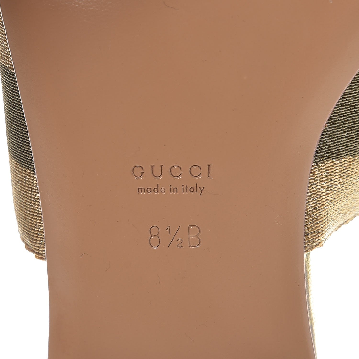 Gucci Metallic Calfskin Web Thong Sandals 8.5 Gold 6 of 8