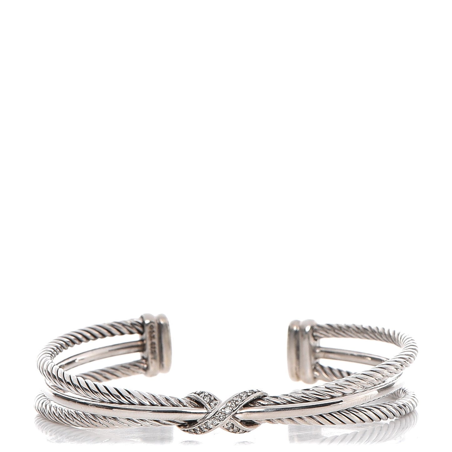 Sterling Silver Diamond 7mm X Crossover Cuff