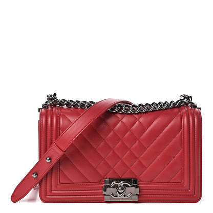 Chanel Lambskin Chevron Quilted Medium Boy Flap Dark Pink 1 of 10