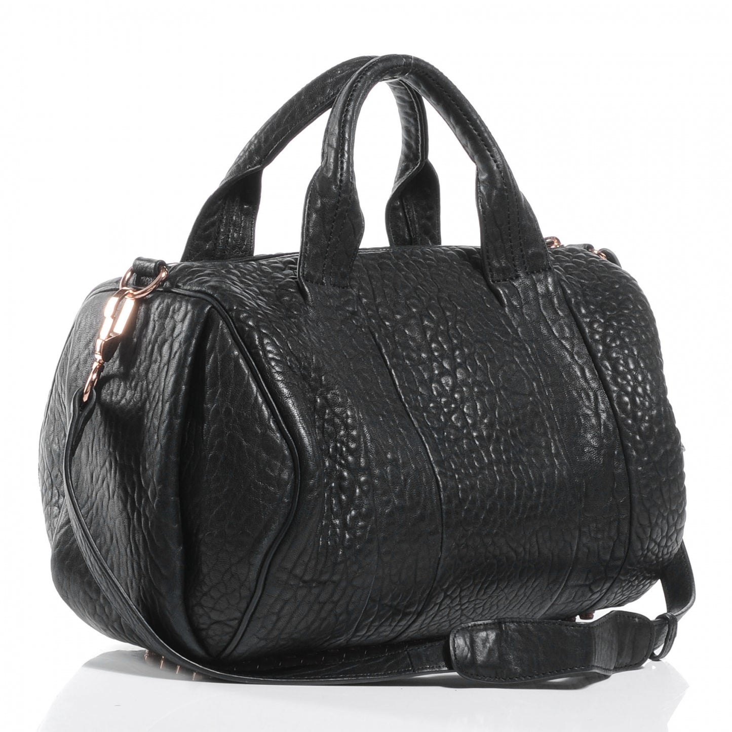 Leather Rocco w Rose Gold Hardware Black