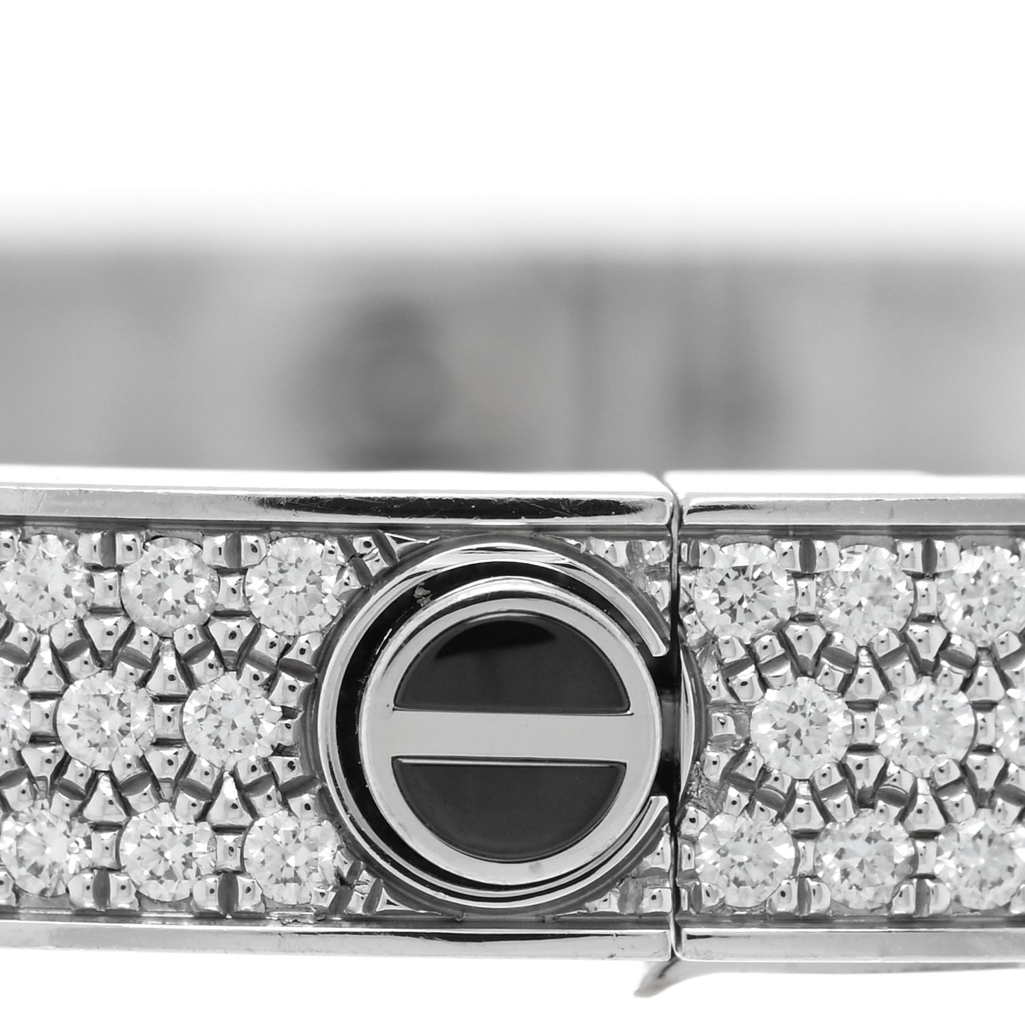 18K White Gold Diamond Ceramic LOVE Paved Bracelet 19