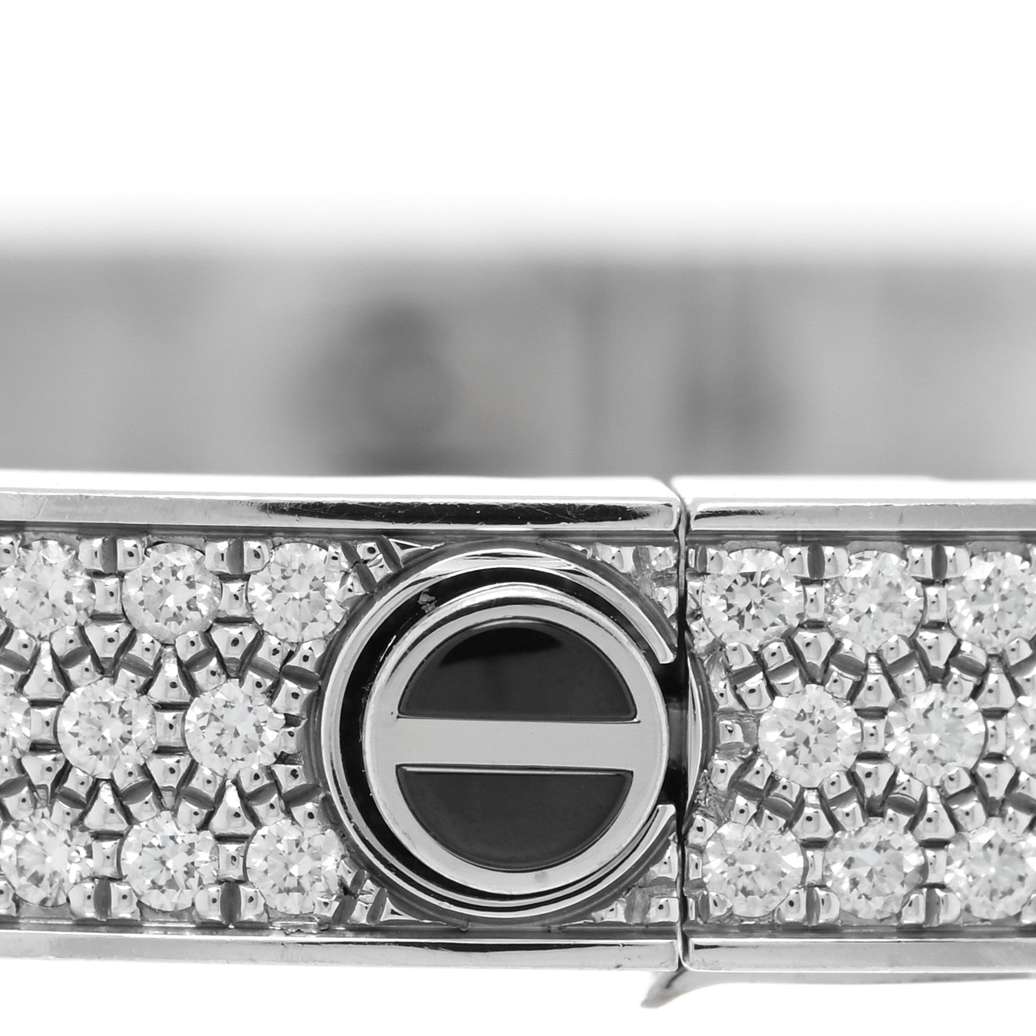 Cartier 18K White Gold Diamond Ceramic LOVE Paved Bracelet 19 4 of 6